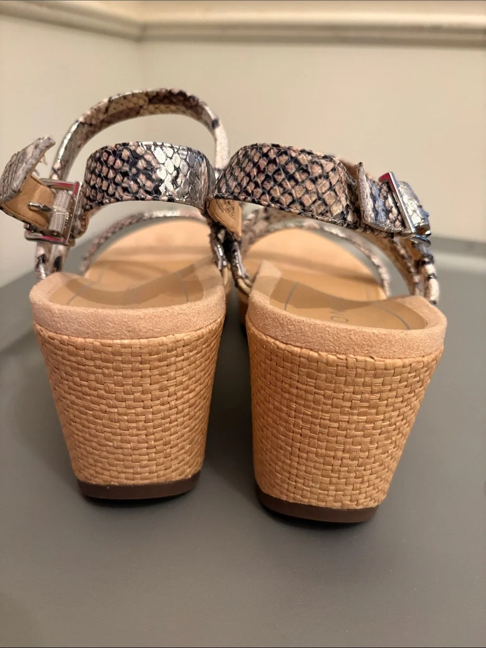 Vionic Snake-Print Strappy Wedge Sandals in Neutral Multi